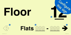 Floor ID sign with One Flat Directional Section